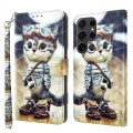 For Samsung Galaxy S24 Ultra 5G 3D Painted Leather Phone Case(Naughty Cat)