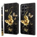 For Samsung Galaxy S24 Ultra 5G 3D Painted Leather Phone Case(Golden Swallow Butterfly)