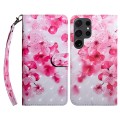 For Samsung Galaxy S24 Ultra 5G 3D Painted Leather Phone Case(Red Flower)