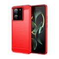 For Xiaomi 13T Brushed Texture Carbon Fiber TPU Phone Case(Red)
