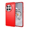 For OnePlus 12 Brushed Texture Carbon Fiber TPU Phone Case(Red)