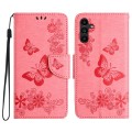 For Samsung Galaxy A05s Butterfly Embossed Flip Leather Phone Case(Pink)