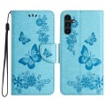 For Samsung Galaxy A05s Butterfly Embossed Flip Leather Phone Case(Blue)