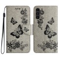 For Samsung Galaxy A05s Butterfly Embossed Flip Leather Phone Case(Grey)