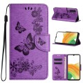 For Samsung Galaxy A35 Butterfly Embossed Flip Leather Phone Case(Purple)