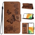 For Samsung Galaxy A35 Butterfly Embossed Flip Leather Phone Case(Brown)