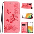 For Samsung Galaxy A35 Butterfly Embossed Flip Leather Phone Case(Pink)
