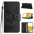 For Samsung Galaxy A55 Butterfly Embossed Flip Leather Phone Case(Black)