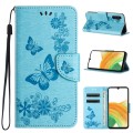 For Samsung Galaxy S24 5G Butterfly Embossed Flip Leather Phone Case(Blue)