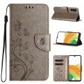 For Samsung Galaxy A24 / A25 5G Butterfly Flower Pattern Flip Leather Phone Case(Grey)
