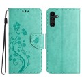 For Samsung Galaxy A05s Butterfly Flower Pattern Flip Leather Phone Case(Green)