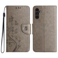For Samsung Galaxy A05s Butterfly Flower Pattern Flip Leather Phone Case(Grey)