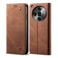 For OPPO Find X7 Denim Texture Casual Style Horizontal Flip Leather Case(Brown)