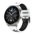For Huawei Watch GT3 Pro 46mm Two Color Round Hole Silicone Watch Band(White Black)