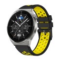 For Huawei Watch GT3 Pro 46mm Two Color Round Hole Silicone Watch Band(Black Yellow)