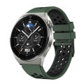 For Huawei Watch GT3 Pro 46mm Two Color Round Hole Silicone Watch Band(Army Green Black)