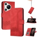 For Huawei Pura 70 Cubic Skin Feel Flip Leather Phone Case(Red)