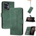 For Honor 100 Cubic Skin Feel Flip Leather Phone Case(Green)