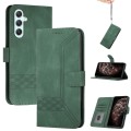 For Samsung Galaxy A35 Cubic Skin Feel Flip Leather Phone Case(Green)
