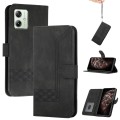 For Motorola Moto G54 Global Cubic Skin Feel Flip Leather Phone Case(Black)