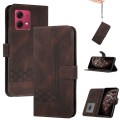 For Motorola Moto G84 5G Cubic Skin Feel Flip Leather Phone Case(Brown)