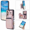 For Samsung Galaxy S21 5G Zipper Card Slots RFID Phone Case(Rose Gold)