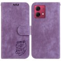 For Motorola Moto G84 Little Tiger Embossed Leather Phone Case(Purple)