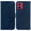 For Motorola Moto G84 Little Tiger Embossed Leather Phone Case(Dark Blue)