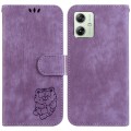 For Motorola Moto G54 Little Tiger Embossed Leather Phone Case(Purple)