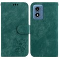 For Motorola Moto G Play 4G 2024 Little Tiger Embossed Leather Phone Case(Green)