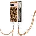 For Google Pixel 8 Electroplating Dual-side IMD Phone Case with Lanyard(Leopard Print)