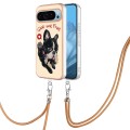 For Google Pixel 9 Pro Electroplating Dual-side IMD Phone Case with Lanyard(Lucky Dog)
