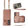 For Samsung Galaxy S24+ 5G Multifunctional Zipper Wallet RFID Phone Leather Case(Rose Gold)