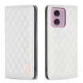 For Motorola Moto G34 5G Diamond Lattice Magnetic Leather Flip Phone Case(White)