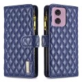 For Motorola Moto G34 5G Diamond Lattice Zipper Wallet Leather Flip Phone Case(Blue)