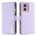 For Motorola Moto G34 5G Diamond Lattice Zipper Wallet Leather Flip Phone Case(Purple)