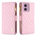 For Motorola Moto G24 Diamond Lattice Zipper Wallet Leather Flip Phone Case(Pink)