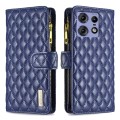 For Motorola Edge 50 Pro 5G Diamond Lattice Zipper Wallet Leather Flip Phone Case(Blue)