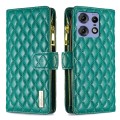 For Motorola Edge 50 Pro 5G Diamond Lattice Zipper Wallet Leather Flip Phone Case(Green)