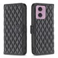 For Motorola Moto G34 5G Diamond Lattice Wallet Flip Leather Phone Case(Black)