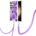 For Samsung Galaxy S24 Ultra 5G Electroplating IMD Splicing Dual-side Marble TPU Phone Case with Lan