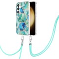 For Samsung Galaxy S24+ 5G Electroplating IMD Splicing Dual-side Marble TPU Phone Case with Lanyard(