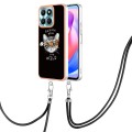 For Honor X6a Electroplating Dual-side IMD Phone Case with Lanyard(Natural Growth)