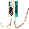 For OnePlus Nord CE3 Electroplating Dual-side IMD Phone Case with Lanyard(Lucky Dog)