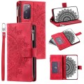 For Samsung Galaxy S20 FE 4G / 5G Multi-Card Totem Zipper Leather Phone Case(Red)