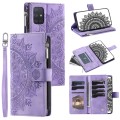 For Samsung Galaxy A71 4G Multi-Card Totem Zipper Leather Phone Case(Purple)
