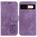 For Google Pixel 8a Little Tiger Embossed Leather Phone Case(Purple)