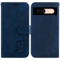 For Google Pixel 8a Little Tiger Embossed Leather Phone Case(Dark Blue)