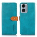 For Motorola Moto G04 / G24 KHAZNEH Dual-color Cowhide Texture Flip Leather Phone Case(Blue)