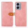 For Motorola Moto G34 5G KHAZNEH Dual-color Cowhide Texture Flip Leather Phone Case(Rose Gold)
